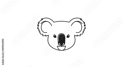 Koala Head Outline - Simple and Minimalist Animal Illustration.