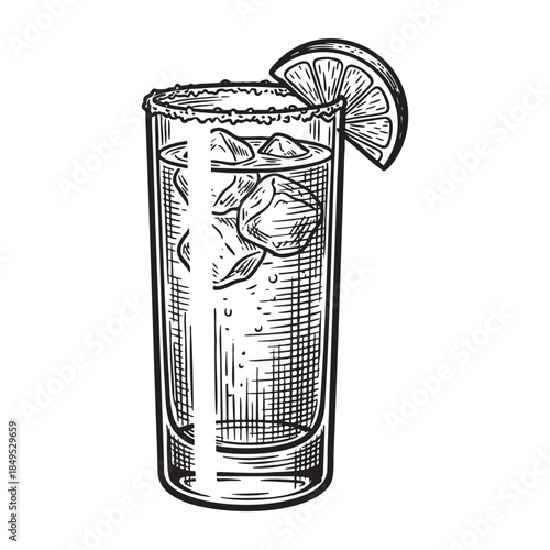 Highball Cocktail Drink with Lime and Ice