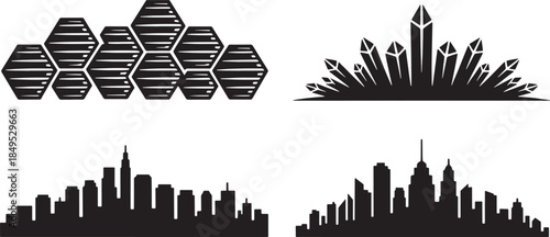 Variety of decorative design elements vector on transparent background pattern set