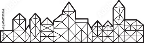 Geometric buildings skyline art abstract low poly city design vector isolated