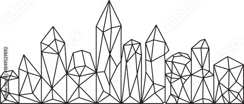 Crystal Gems Rocks Geometric Shapes Outline Minerals Stone Precious Diamond Vector