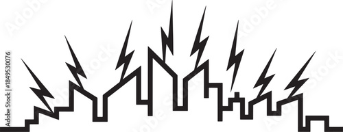 Abstract city concept vector with lightning bolt and electricity for energy company
