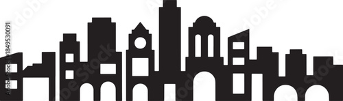 City silhouette vector with historic building construction concept for architecture design