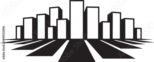 Modern city silhouette with long shadows concept vector for business and construction