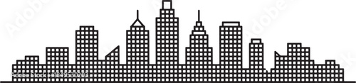 Detailed city skyline illustration with many buildings perfect for architectural projects