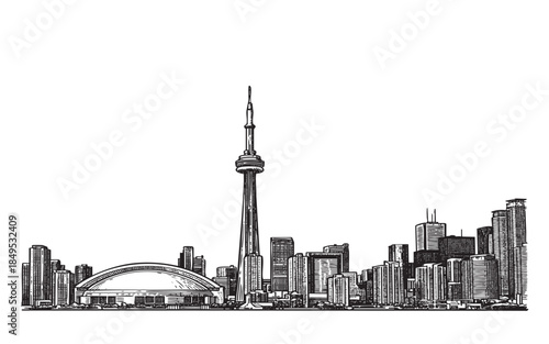 Toronto City Skyline with Tower and Stadium Engraving