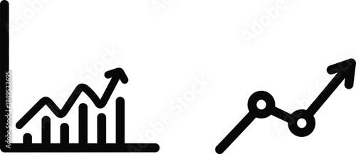 Business growth and statistics line graphs with increasing trends