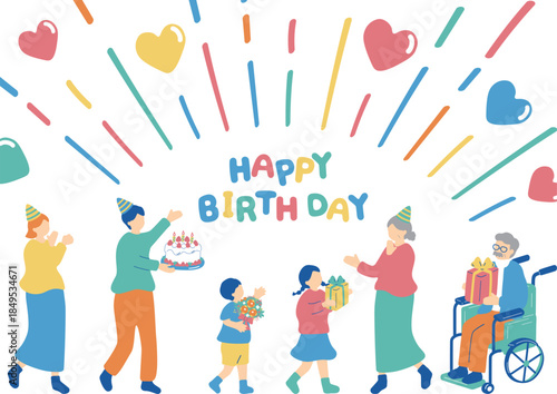 誕生日を祝う家族