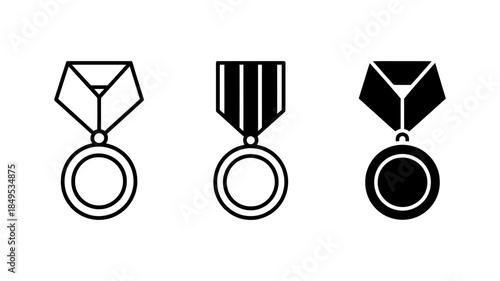 Set of achievement medal icons for award, victory, and honor recognition