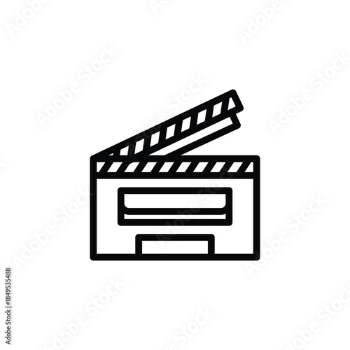 black film clapboard icon on white background.