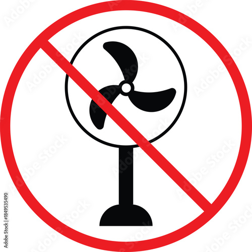 no fan icon . Prohibition ventilation symbols. Airflow restriction graphic design. No fan cooling sign. Silent Mode Fan Icons

