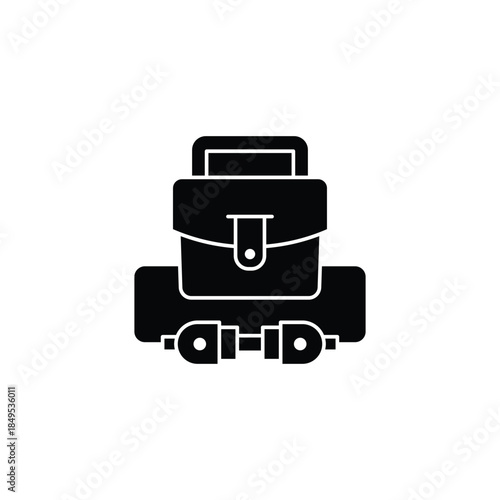 Minimalist camping backpack icon with rolled sleeping mat.