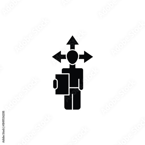 Silhouette of a backpacker choosing multiple travel directions.