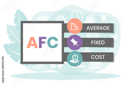 AFC - Average Fixed Cost acronym. business concept background. vector illustration concept with keywords and icons. lettering illustration with icons for web banner, flyer, landing page