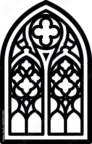 Gothic architectural window design with floral pattern
