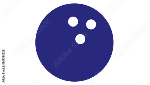 Classic blue bowling ball with three finger holes on an isolated white background.