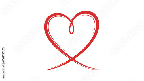 Simple red heart outline illustrating love and romance on an isolated white background.