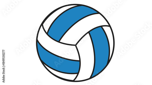 Blue and white volleyball ball illustration on an isolated white background.