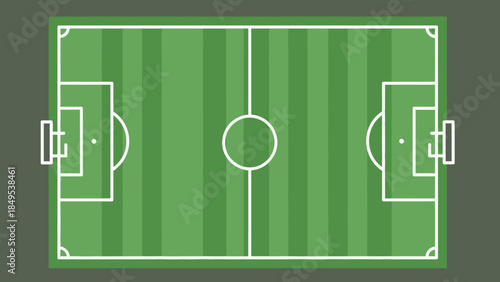 Top View of a Green Football Soccer Field Pitch with White Markings