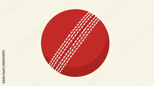 Red Cricket Ball with White Seam on a Bright Beige Background