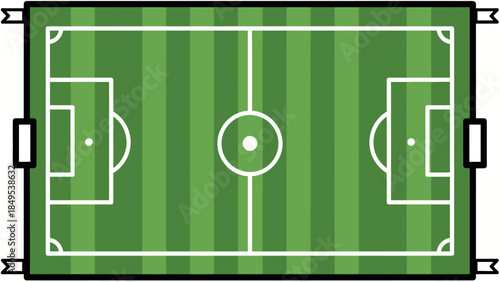 Top View Green Football Pitch with White Lines