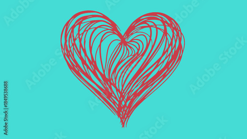A vibrant red heart illustration featuring a smaller heart within its shape as a romantic symbol of love and passion for a Valentine's Day card or wedding design