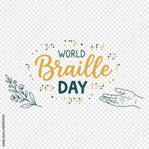 World Braille Day Lettering and Hand Line Art