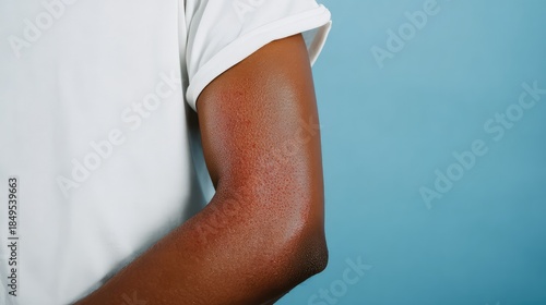 Chickenpox is characterized by red, swollen skin and blisters around the joints of the hands.