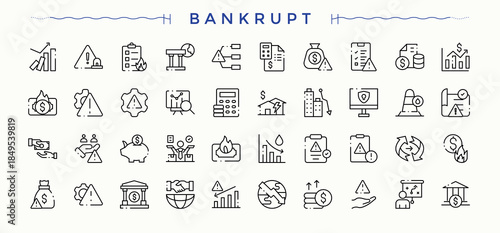 Bankrupt icon. Minimal icons collection. Crisis related icon set. Contains such icons as fall, financial, risk, plan, business, loss, fail and more.