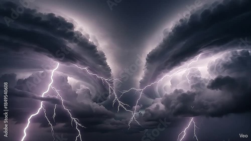 Wallpaper Mural Dramatic Storm Clouds with Lightning Strikes Torontodigital.ca