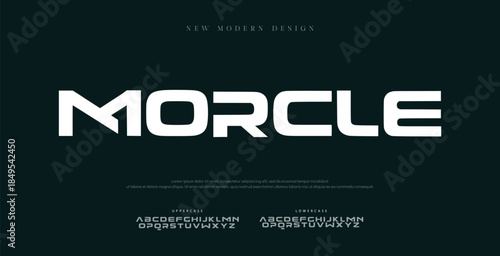 Morcle Minimal modern logo alphabet fonts. Typography minimalist urban sana serif digital fashion future creative logos fonts. vector illustration
