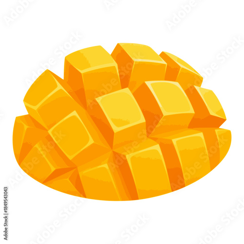 fresh mango cube sliced fruit healthy food flat color vector illustration template design