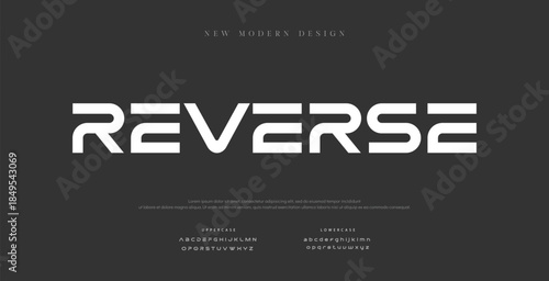 Reverse Lettering Minimalist font and number. Elegant alphabet letters serif font. Typography fonts regular uppercase . vector illustration