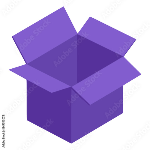 purple packaging box parcel gift birthday surprise flat color vector illustration template design