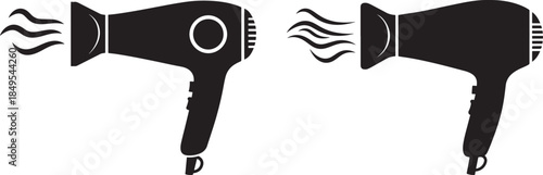 Hair dryer silhouette with stream wind care blow hairstyle