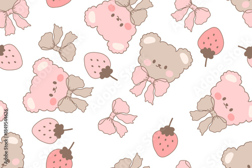 seamless pattern with teddy bear cute cartoon fabric design