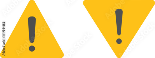 Yellow warning triangles with exclamation marks on a white background