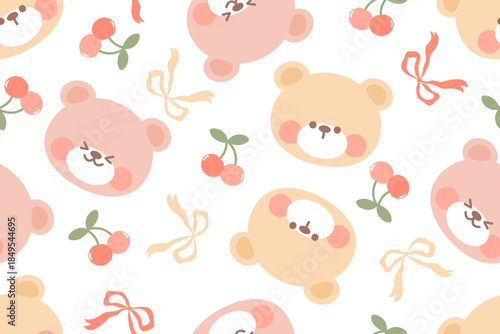 seamless pattern with teddy bear cute cartoon fabric design