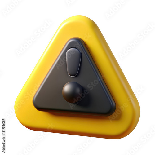 3d Yellow warning triangle 3d isolated isolated on transparent background