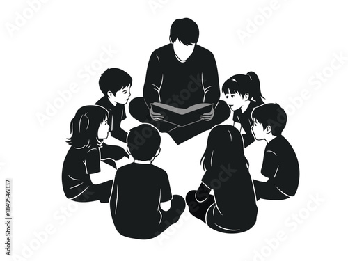 Teacher Reading To Attentive Children Book Classroom Stock, student, story