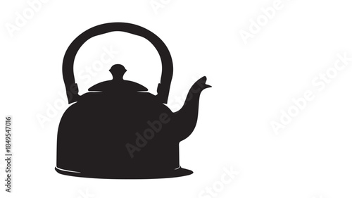 Kettle Silhouette in Simple Modern Design with Black Color on White Background for Icon or Logo