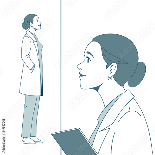 Medical Professional in Thought: A dedicated medical professional contemplates her next course of action, projecting an air of focused intellect. The illustration.