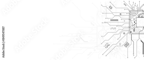 Abstract semiconductor chip technology creating futuristic digital network patterns in black electric light and AI circuit board background with glowing data pathways.