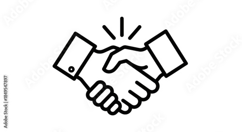 Handshake illustration showing two hands shaking in a business agreement or partnership concept isolated on transparent background