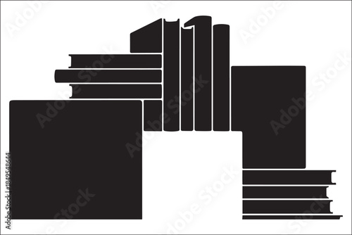 Minimalist Black and White Book Stack Silhouette
Abstract Geometric Books Composition in Monochrome