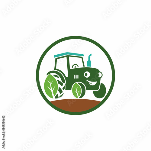 Happy tractor in field Vector
