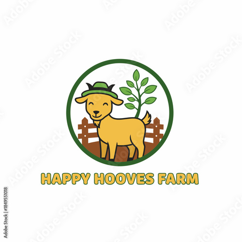 Happy hooves farm logo Vector