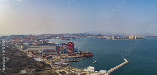 Картината върху платно Aerial View of Qingdao Qianwan Port Industrial Area, China