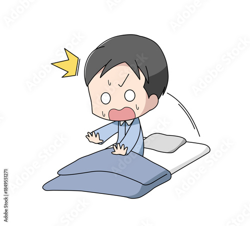 飛び起きる男性のイラスト