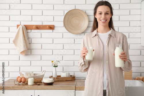 Young woman with milk and d...